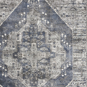 Homeroots 5' X 7' Blue Floral Power Loom Distressed Area Rug  Polypropylene 569652