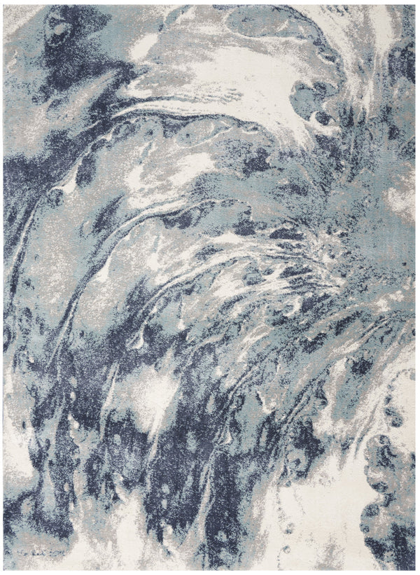 Homeroots 5' X 7' Blue Abstract Power Loom Area Rug  Polypropylene 569653