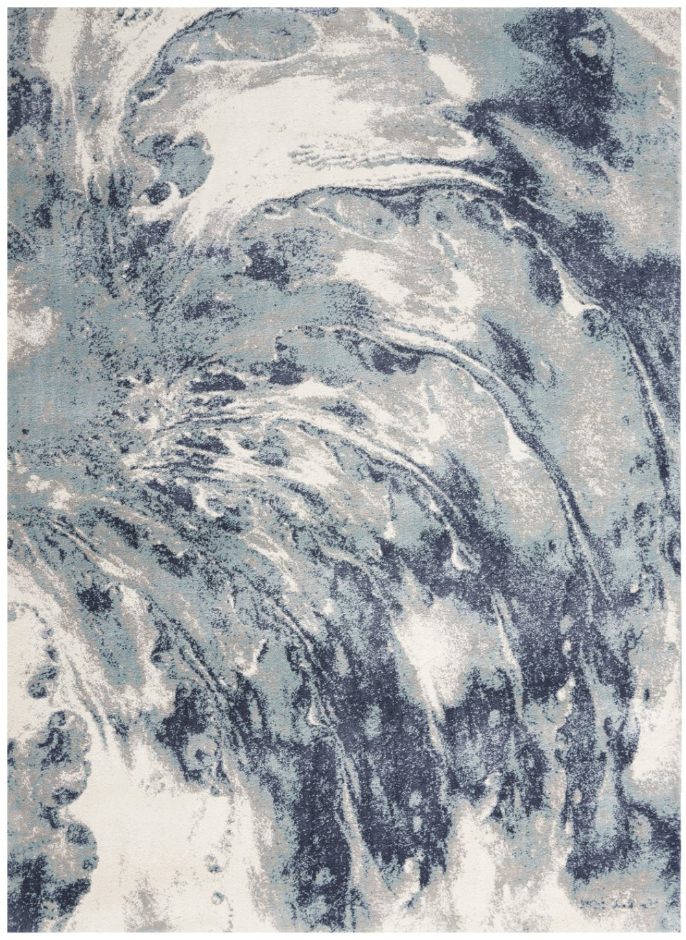HomeRoots 8' Stylish Blue Abstract Power Loom Area Rug - Durable, Low-Maintenance, Ideal for Any Room Decor 5' X 7' 569653