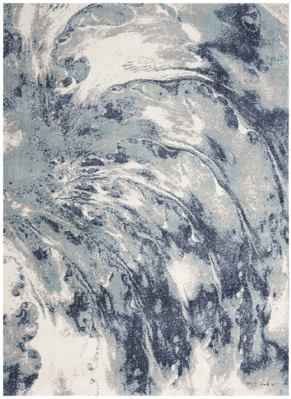 HomeRoots 8' Stylish Blue Abstract Power Loom Area Rug - Durable, Low-Maintenance, Ideal for Any Room Decor 5' X 7' 569653
