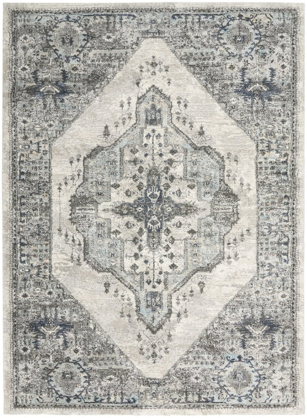 HomeRoots 5' Gray Floral Power Loom Area Rug - Vintage-Inspired Design for Timeless Elegance in Any Room 5' X 7' 569654
