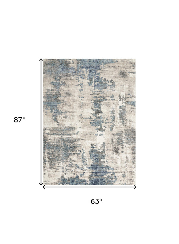 Homeroots 5' X 7' Blue Abstract Power Loom Area Rug  Polypropylene 569655
