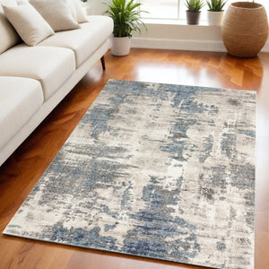 Homeroots 5' X 7' Blue Abstract Power Loom Area Rug  Polypropylene 569655