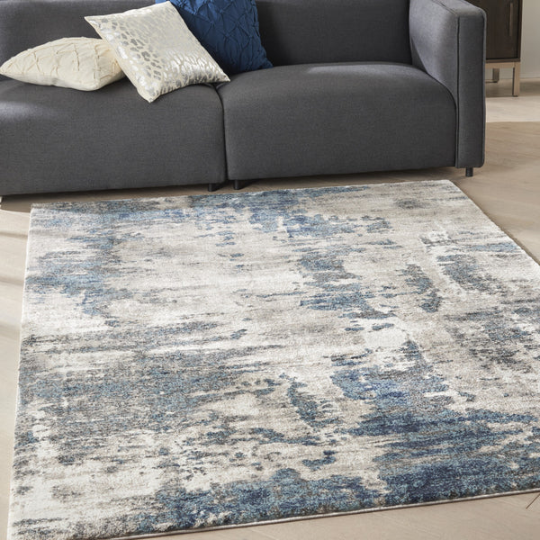 Homeroots 5' X 7' Blue Abstract Power Loom Area Rug  Polypropylene 569655