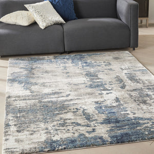 HomeRoots 5' Blue Abstract Area Rug - Contemporary Power Loomed Design for Modern Living Spaces and Comfort 5' X 7' 569655