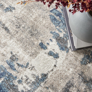 HomeRoots 5' Blue Abstract Area Rug - Contemporary Power Loomed Design for Modern Living Spaces and Comfort 5' X 7' 569655