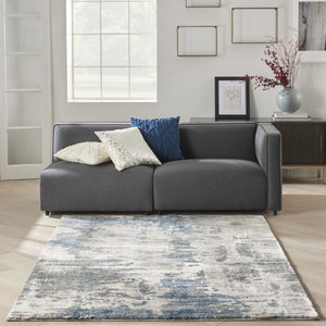 HomeRoots 5' Blue Abstract Area Rug - Contemporary Power Loomed Design for Modern Living Spaces and Comfort 5' X 7' 569655
