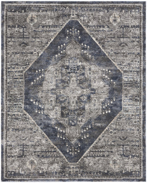 Homeroots 8' X 10' Blue Floral Power Loom Distressed Area Rug  Polypropylene 569656