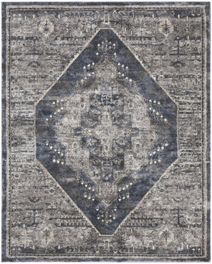 Homeroots 8' X 10' Blue Floral Power Loom Distressed Area Rug  Polypropylene 569656