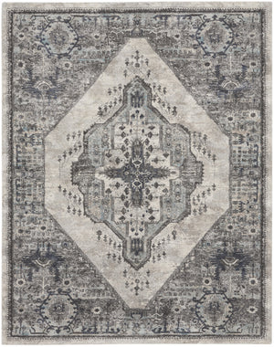Homeroots 8' X 10' Gray Floral Power Loom Distressed Area Rug  Polypropylene 569657