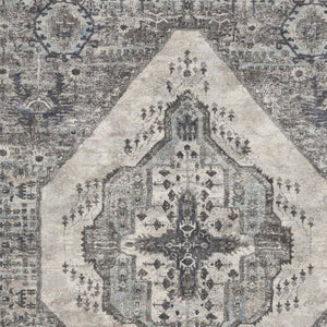 Homeroots 8' X 10' Gray Floral Power Loom Distressed Area Rug  Polypropylene 569657