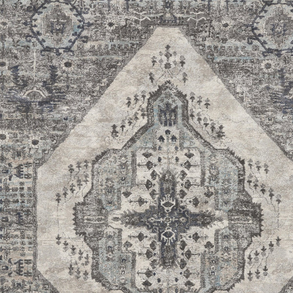 Homeroots 8' X 10' Gray Floral Power Loom Distressed Area Rug  Polypropylene 569657