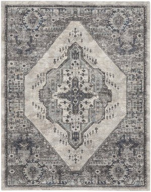 Homeroots 8' X 10' Gray Floral Power Loom Distressed Area Rug  Polypropylene 569657