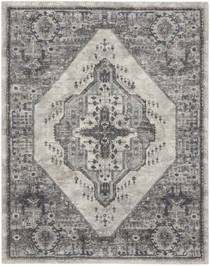 HomeRoots 8' X 10' Floral Power Loom Distressed Area Rug - Timeless Elegance for Living Spaces and Bedrooms Gray 569657