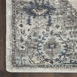 Homeroots 8' X 10' Gray Floral Power Loom Distressed Area Rug  Polypropylene 569657