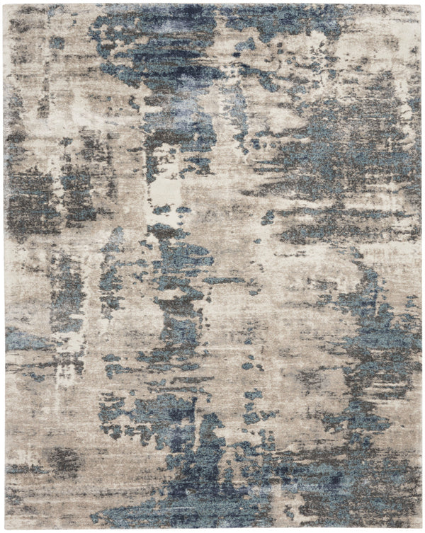 Homeroots 8' X 10' Blue Abstract Power Loom Area Rug  Polypropylene 569658