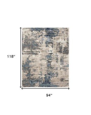 Homeroots 8' X 10' Blue Abstract Power Loom Area Rug  Polypropylene 569658