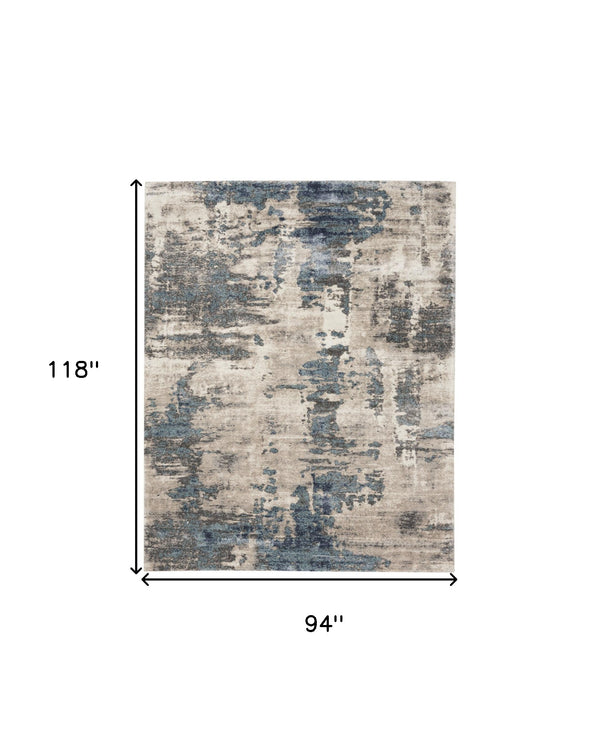 Homeroots 8' X 10' Blue Abstract Power Loom Area Rug  Polypropylene 569658