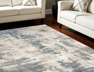 Homeroots 8' X 10' Blue Abstract Power Loom Area Rug  Polypropylene 569658