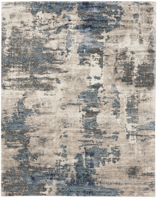 Homeroots 8' X 10' Blue Abstract Power Loom Area Rug  Polypropylene 569658