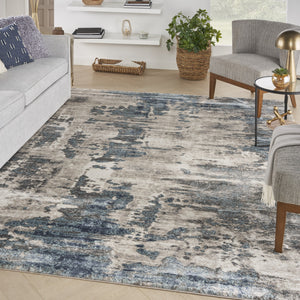Homeroots 8' X 10' Blue Abstract Power Loom Area Rug  Polypropylene 569658