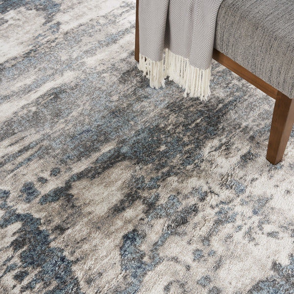 Homeroots 8' X 10' Blue Abstract Power Loom Area Rug  Polypropylene 569658