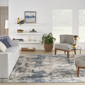 HomeRoots 8' Blue Abstract Power Loom Area Rug - Modern Design, Soft Comfort for Living Rooms & Bedrooms 8' X 10' 569658