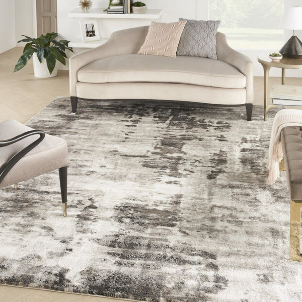 HomeRoots 5' Tan Abstract Area Rug - Modern Power Loomed Design for Soft Comfort and Effortless Style in Any Room 8' X 10' 569659