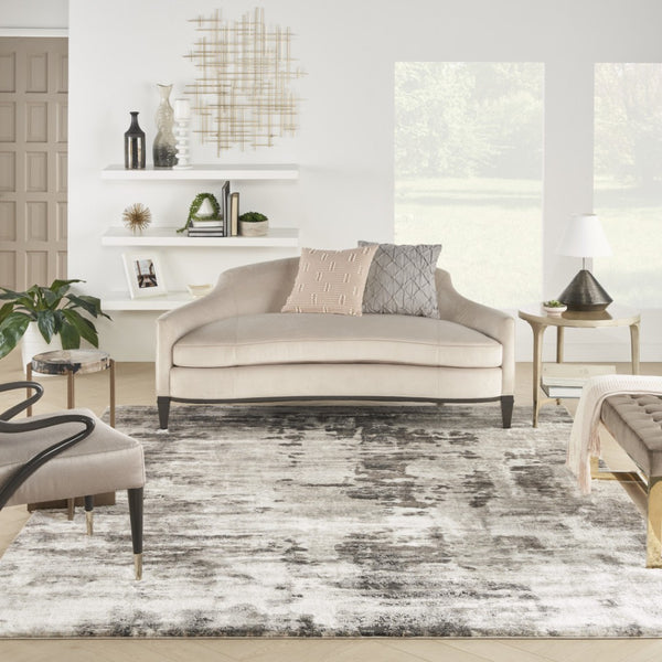 HomeRoots 5' Tan Abstract Area Rug - Modern Power Loomed Design for Soft Comfort and Effortless Style in Any Room 8' X 10' 569659