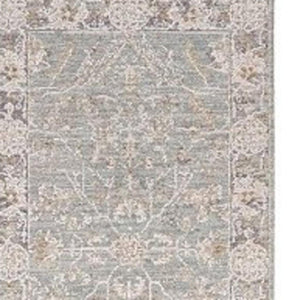 HomeRoots 10' Blue Floral Power Loom Distressed Rug - Vintage Charm for Hallways with Durable, Easy-Care Design 10' Runner 569660