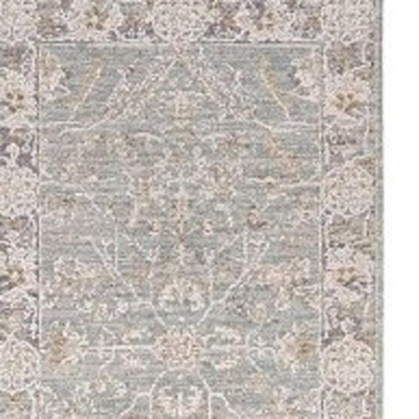 HomeRoots 10' Blue Floral Power Loom Distressed Rug - Vintage Charm for Hallways with Durable, Easy-Care Design 10' Runner 569660