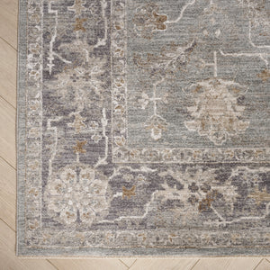 Homeroots 10' Blue Floral Power Loom Distressed Runner Rug  Polyester 569660