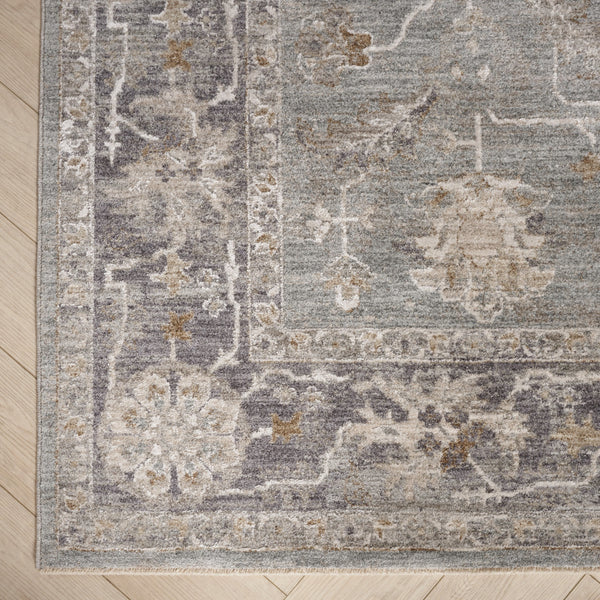 Homeroots 10' Blue Floral Power Loom Distressed Runner Rug  Polyester 569660