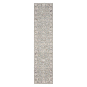 HomeRoots 10' Blue Floral Power Loom Distressed Rug - Vintage Charm for Hallways with Durable, Easy-Care Design 10' Runner 569660