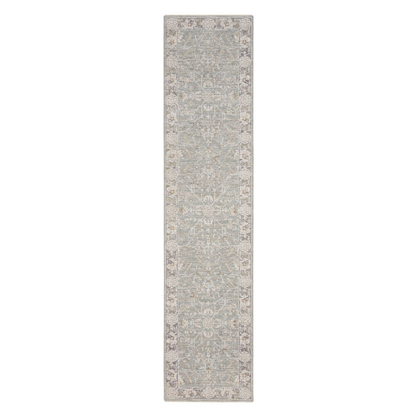 HomeRoots 10' Blue Floral Power Loom Distressed Rug - Vintage Charm for Hallways with Durable, Easy-Care Design 10' Runner 569660