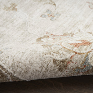 Homeroots 10' Ivory Floral Power Loom Distressed Runner Rug  Polyester 569661