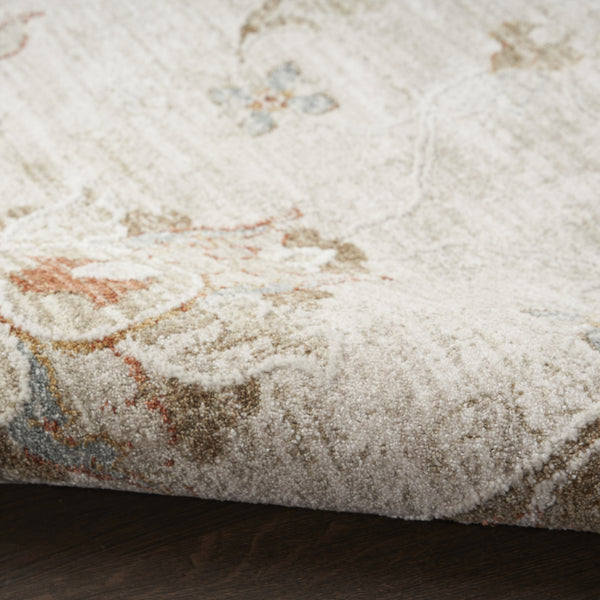 Homeroots 10' Ivory Floral Power Loom Distressed Runner Rug  Polyester 569661