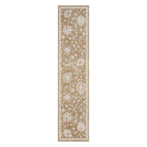 HomeRoots 10' Brown Floral Power Loomed Vintage-Inspired Runner Rug for Hallways and Entryways, Durable Charm 10' Runner 569662