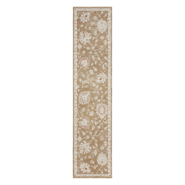 HomeRoots 10' Brown Floral Power Loomed Vintage-Inspired Runner Rug for Hallways and Entryways, Durable Charm 10' Runner 569662