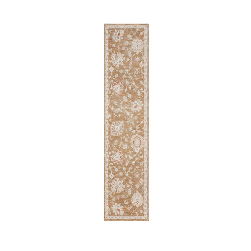 Homeroots 10' Brown Floral Power Loom Distressed Runner Rug  Polyester 569662