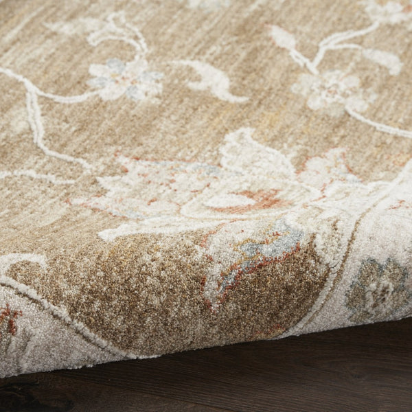 HomeRoots 10' Brown Floral Power Loomed Vintage-Inspired Runner Rug for Hallways and Entryways, Durable Charm 10' Runner 569662