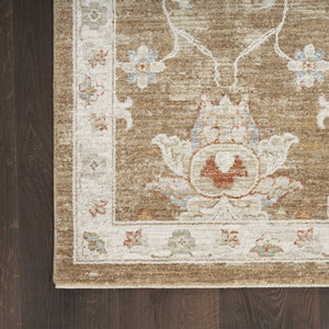 HomeRoots 10' Brown Floral Power Loomed Vintage-Inspired Runner Rug for Hallways and Entryways, Durable Charm 10' Runner 569662