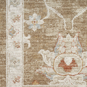 Homeroots 10' Brown Floral Power Loom Distressed Runner Rug  Polyester 569662