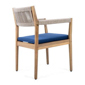 English Elm Christopher Knight Home® - Braided Acacia Wood Outdoor Dining Chairs Set Of 4 – Stylish Teak Finish With Navy Cushions & Rope N770P286668N004