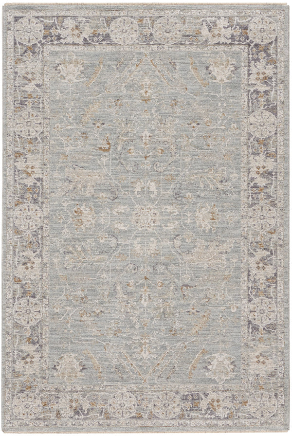 Homeroots 4' X 6' Blue Floral Power Loom Distressed Area Rug  Polyester 569664