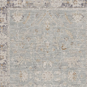 Homeroots 4' X 6' Blue Floral Power Loom Distressed Area Rug  Polyester 569664