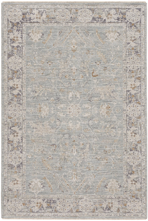 Homeroots 4' X 6' Blue Floral Power Loom Distressed Area Rug  Polyester 569664