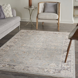 HomeRoots 10' Blue Floral Power Loom Distressed Rug - Vintage Charm for Hallways with Durable, Easy-Care Design 4' X 6' 569664