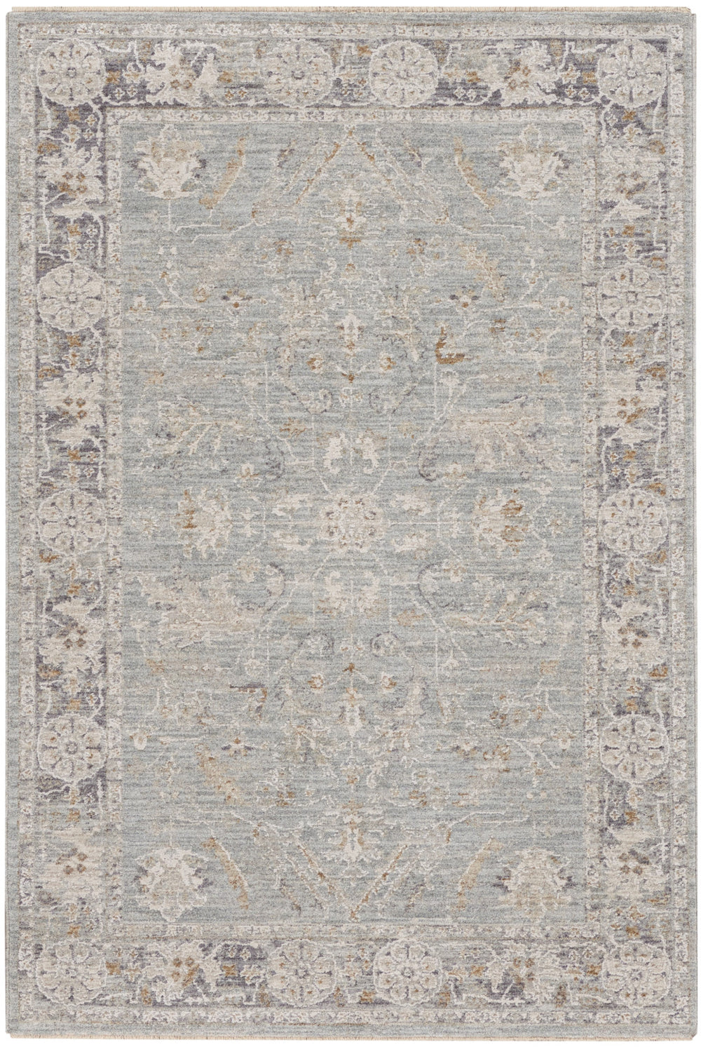 Homeroots 5' X 8' Blue Floral Power Loom Distressed Area Rug  Polyester 569668