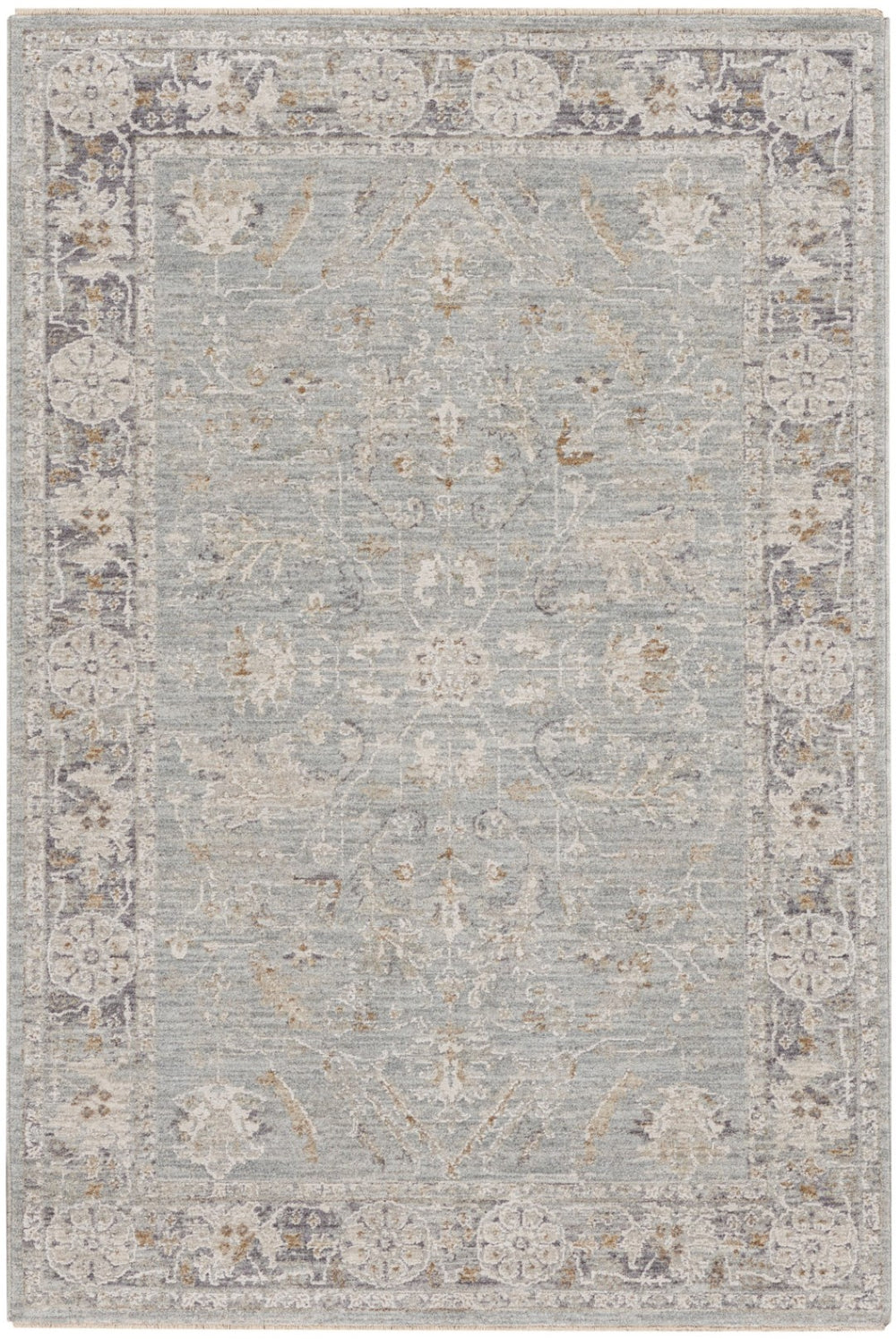 HomeRoots 10' Blue Floral Power Loom Distressed Rug - Vintage Charm for Hallways with Durable, Easy-Care Design 5' X 8' 569668